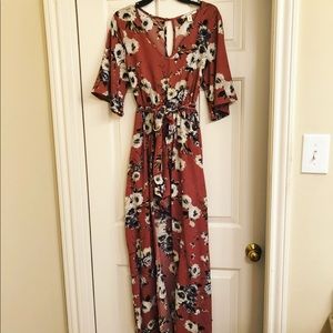 NWOT Mauve Maxi w/ Shorts Dress